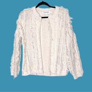 NWT Kendall & Kylie Soft & Shaggy Cream Open Cardigan Sweater, Size Medium